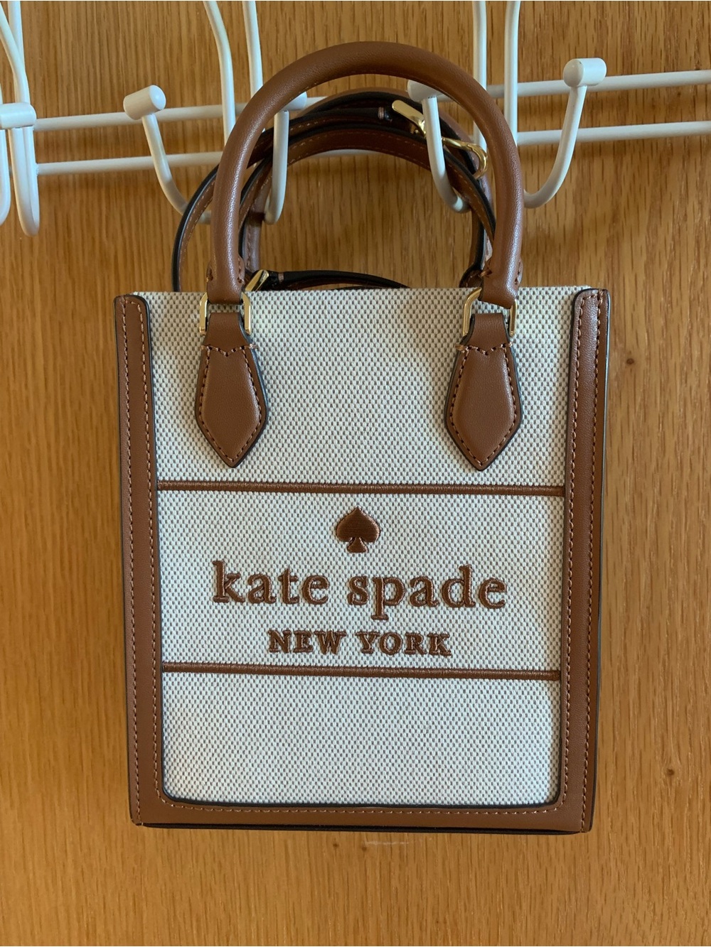 kate spade Brown & Cream Canvas Structured Mini Tote